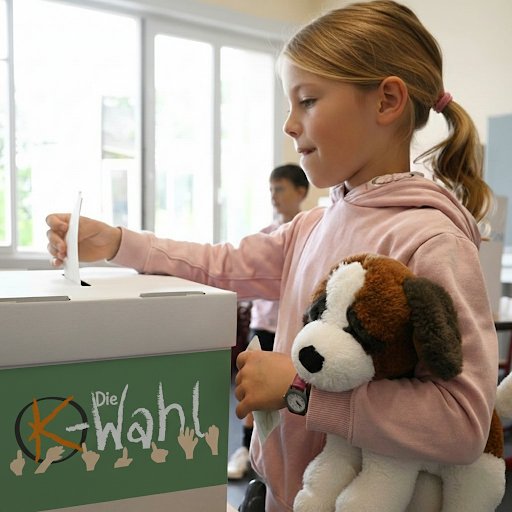 Mädchen wirft Stimme in die K-Wahl-Urne